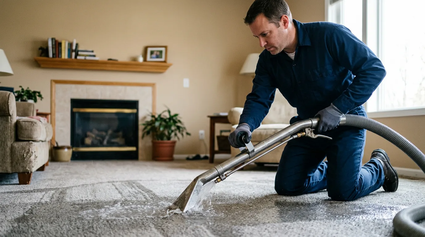 Water damage restoration technician working near Bethel, MO